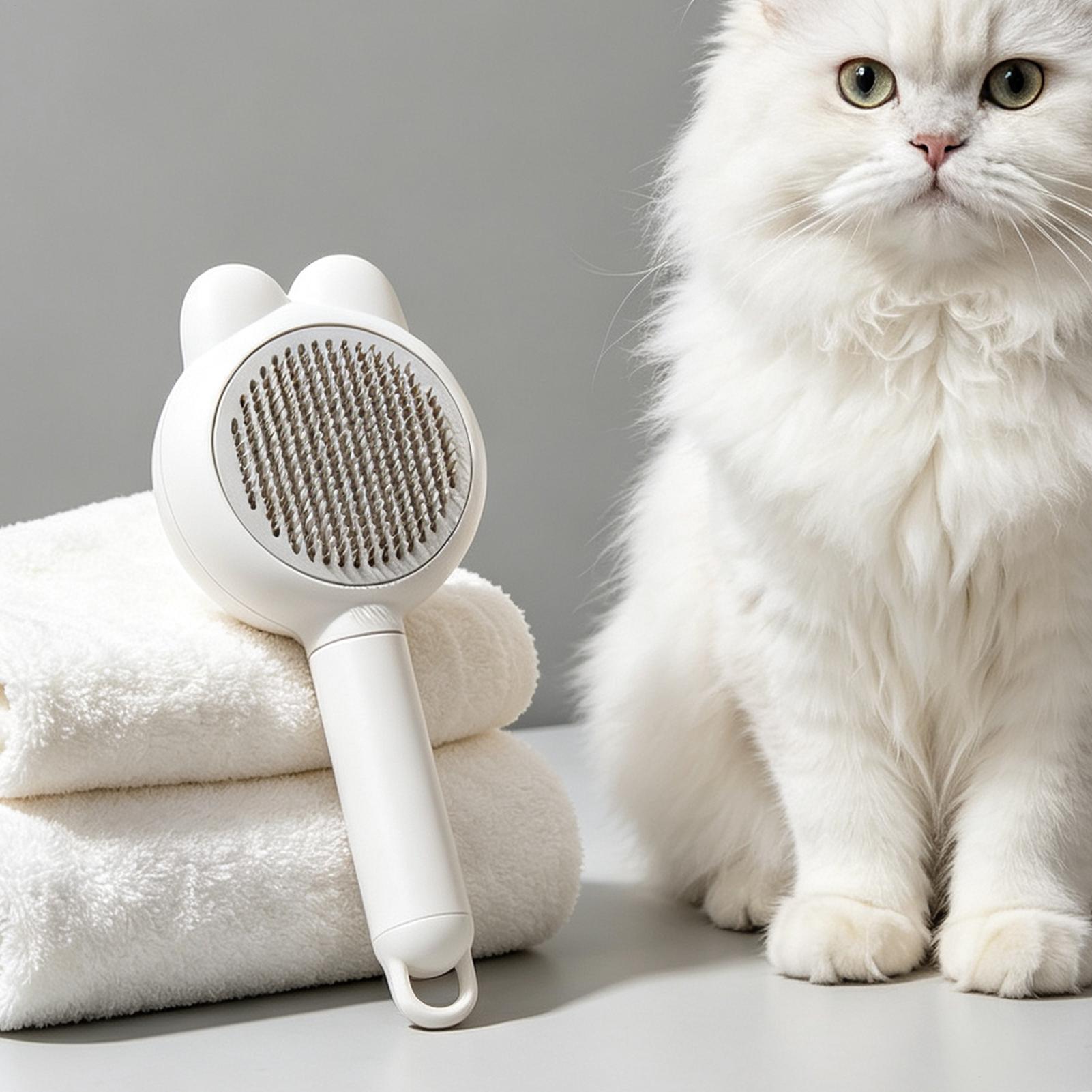 Men'S Grooming Brush - Self Cleaning Stainless Steel Teeth Pet