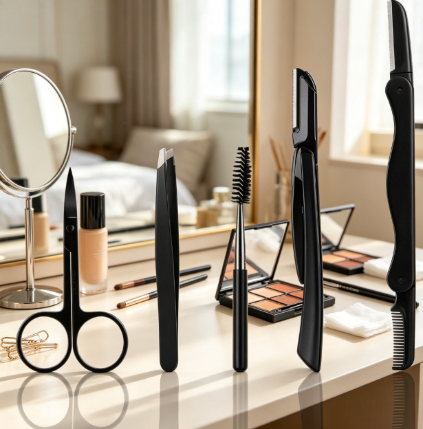 Men'S Grooming Brush - Professional Eyebrow Trimmer Set 5-in-1 Kit