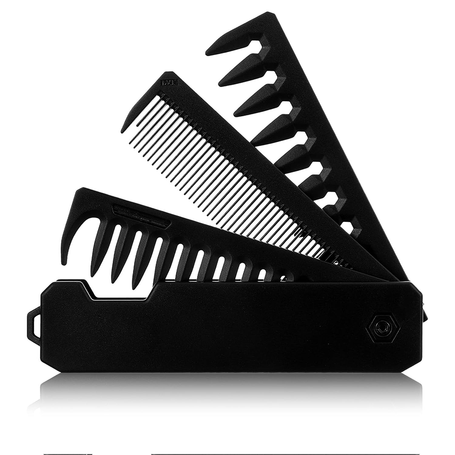 Men'S Grooming Brush - 3 In 1 Travel Hair Brush,